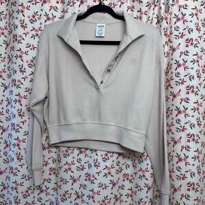 VS PINK Cream Cropped Top